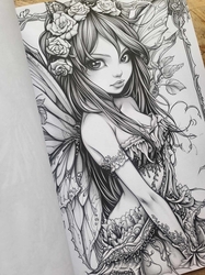 Fantasy Fairy Girl Grayscale Coloring Book - Max Brenner