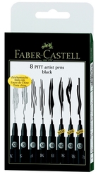 FABER-CASTELL PITT Artist Pen Liner, set 8ks černé