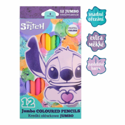 Colorino pastelky trojhranné JUMBO Stitch Pastel, 12 pastelových barev