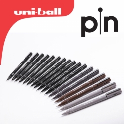 UNI Uni-ball PIN Fineliner Drawing pens (GREY & BLACK) - tenké linery - sada 8 ks