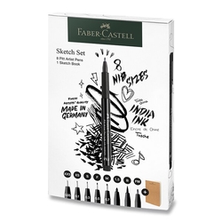 FABER-CASTELL PITT ARTIST PEN - SADA 8+1 KS, RŮZNÉ HROTY, ČERNÝ