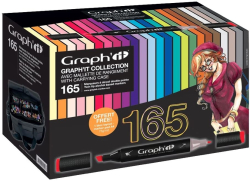 Graph'it Twin Brush Marker - oboustranný fix - sada 165 popisovačů s brašnou