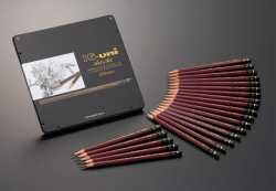 HI-UNI Art Set Mitsubishi pencils - sada grafitových tužek v plechové krabičce - 22 ks