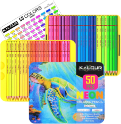 KALOUR Premium colored pencils - NEON - sada 50 ks