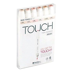 TOUCH Twin Brush Marker - oboustranný fix - ShinHan Art - sada 6 ks - SKIN TONES