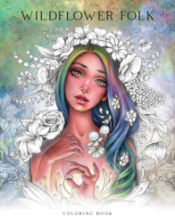 Wildflower Folk - Grayscale Coloring Book - Christine Karron - předstínovaná verze